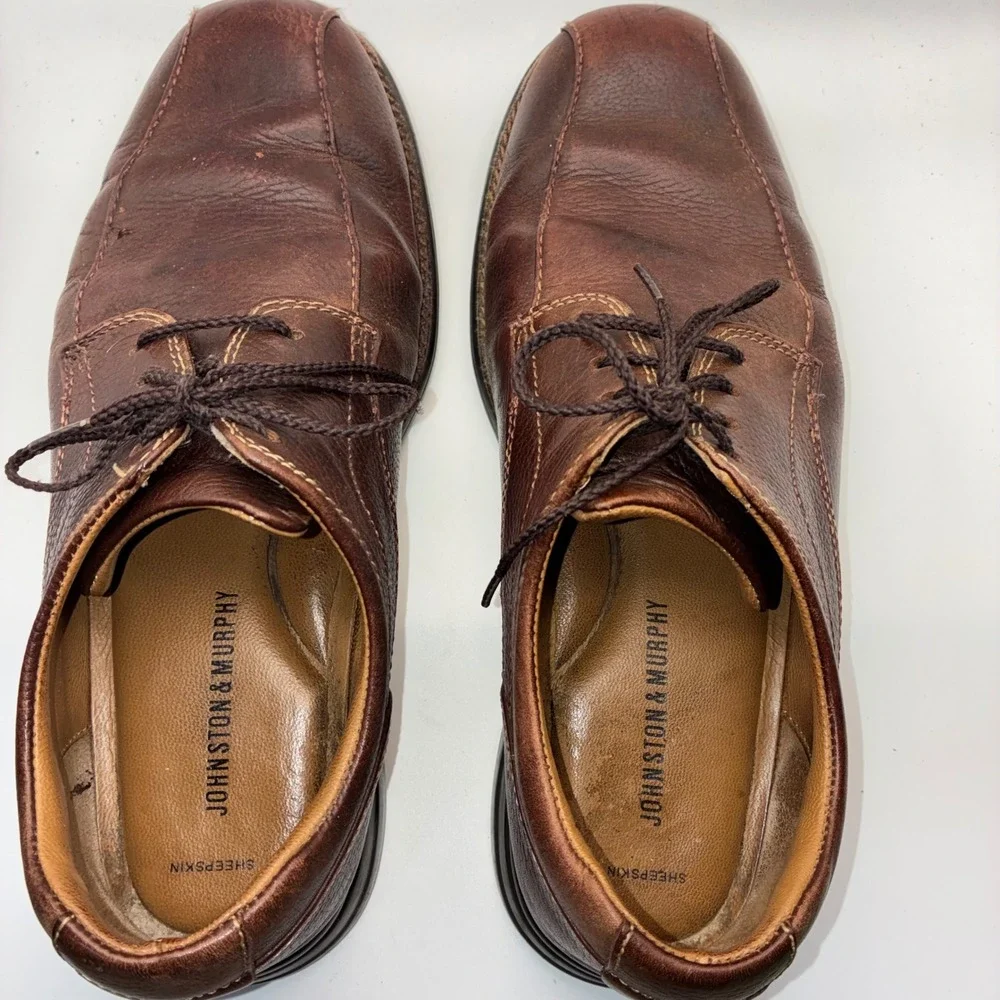 Johnston & Murphy XC4 Mens 9.5M Brown Leather Bicycle Toe‎ Derby Shoes 59-10186